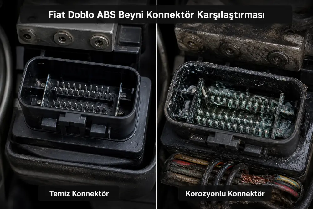 Fiat Doblo ABS beyni konnektöründe korozyon örneği